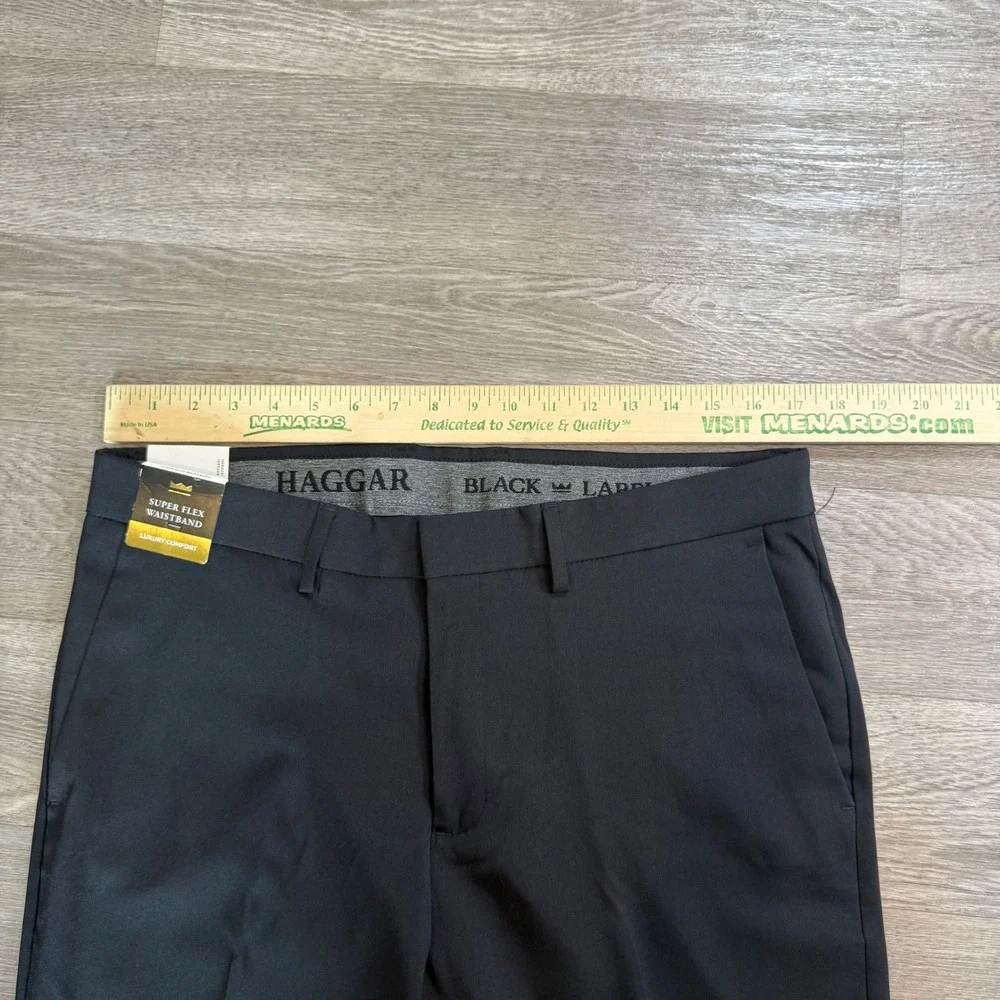 Haggar Black Label Mens 34x30 Straight Fit Stretch Dress Pants Black HD50251 NWT